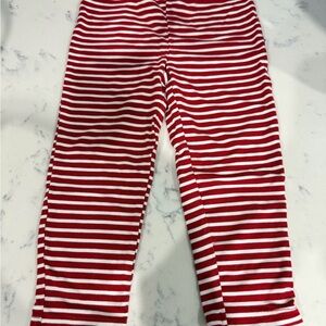 Little Sleepies Red and White Striped Leggings